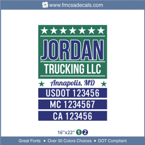 Company Name, Truck Door Decal, Location, USDOT, MC, GVW, CA