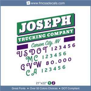 Company Name, Truck Door Decal, Location, USDOT, MC, GVW, CA
