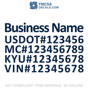 business name usdot mc kyu vin number decal