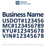 business name usdot mc kyu vin number decal