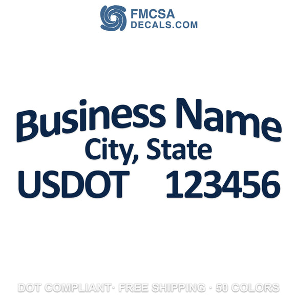 arched business name, location & usdot decal sticker
