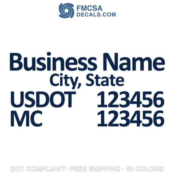 business name, location, usdot & mc decal sticker