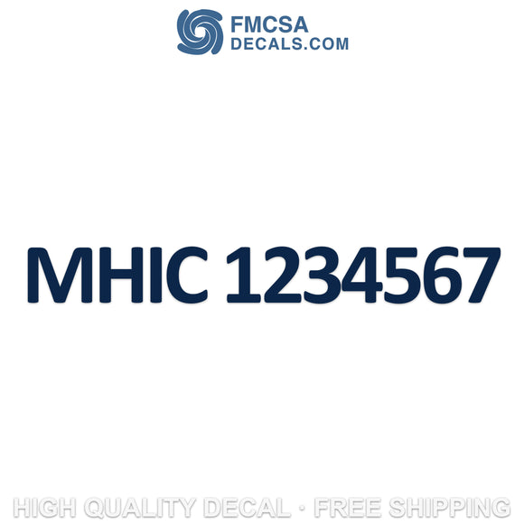 MHIC number decal