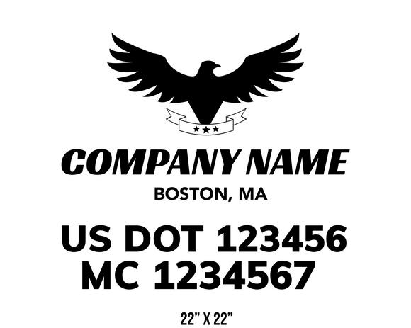 company name truck decal eagle band stars and usdot mc patriotic