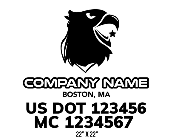 company name truck decal eagle star and usdot mc patriotic