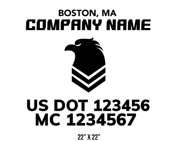 company name truck decal eagle and usdot mc patriotic