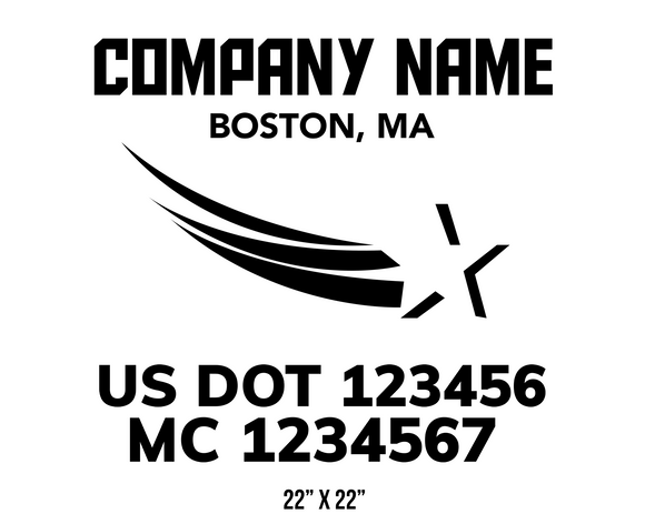 company name truck decal star and usdot mc patriotic