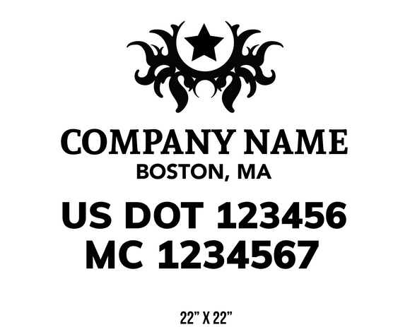 company name truck decal star tribal and usdot mc 