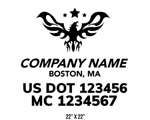 company name truck decal tribal eagle stars and usdot mc patriotic