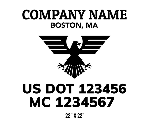 company name truck decal eagle and usdot mc patriotic