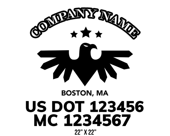 company name truck decal eagle stars and usdot mc patriotic