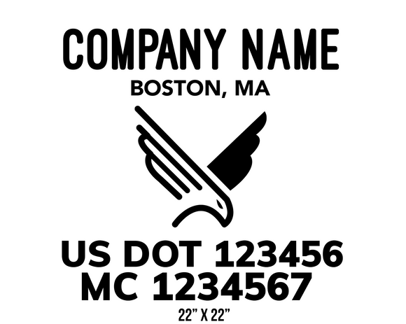 company name truck decal minimalist eagle and usdot mc patriotic