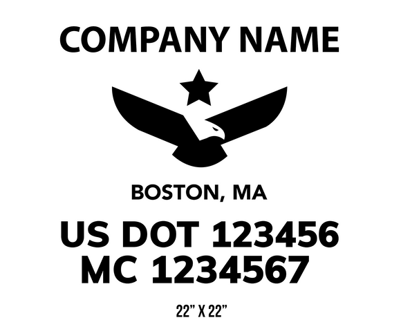 company name truck decal eagle star and usdot mc patriotic