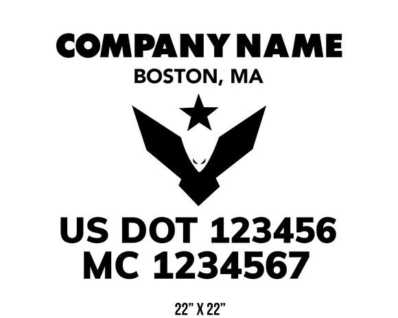 company name truck decal eagle star and usdot mc patriotic