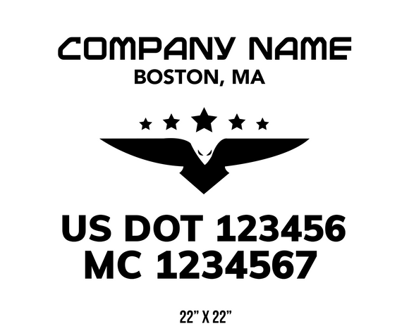 company name truck decal eagle stars and usdot mc patriotic