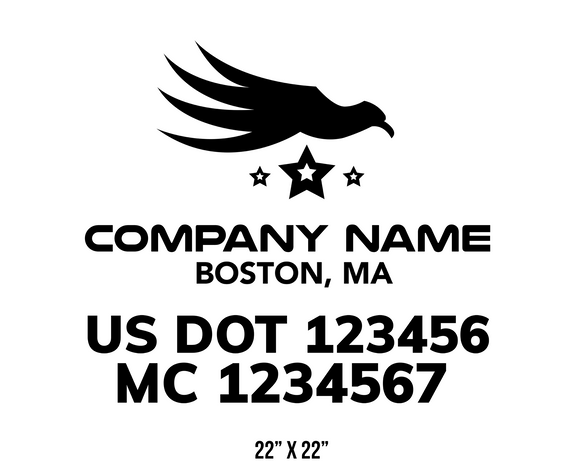 company name truck decal eagle stars and usdot mc patriotic
