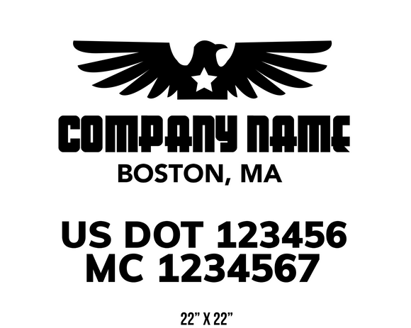 company name truck decal eagle star and usdot mc patriotic