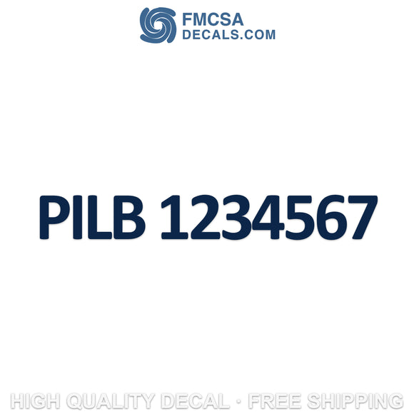 PILB number decal