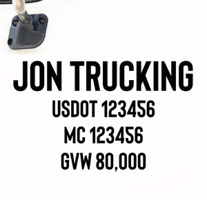 Company Name Truck Decal with USDOT, mc, gvw