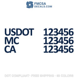 usdot, mc & ca decal sticker